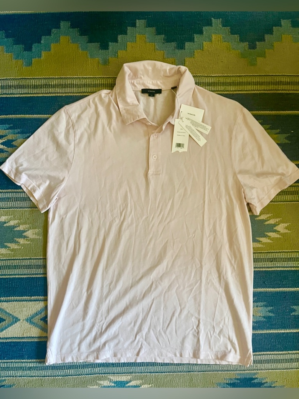 NWT Vince light pink short sleeve polo cotton Large